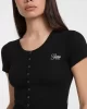 Guess jeans Gj Sl Cn Snap Embro Slım Top Kadın Siyah T-Shirt W5GP27KA0H1-JBLK