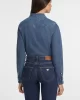 Guess Jeans Kadın Slim Fit Uzun Kol Mavi Denim Gömlek