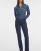 Guess Jeans Kadın Slim Fit Uzun Kol Mavi Denim Gömlek