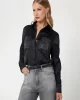 Guess Marguerıte Hotfıx Pokets Shırt Kadın Siyah Gömlek W5RH40WFQC2-JBLK