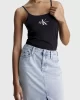 Calvin Klein Kadın Pamuklu Slim Fit Siyah İp Askılı Atlet