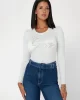 Guess Olıve Logo Rn Ls Swtr Kadın Beyaz Kazak W4BR04Z2NQ2-G012