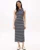 Tommy Hilfiger Kadın Lacivert Slim Fit Ribana Midi Elbise