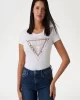 Guess Ss Cn Cheeta Logo Trıangle Tee Kadın Beyaz T-Shirt W5RI22J1314-G011