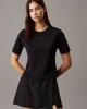 Calvin Klein Kadın Siyah Regular Fit Logolu Crop T-Shirt