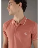 Calvin Klein Erkek Şeritli Logolu Turuncu Polo Yaka T-shirt