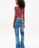 Tommy  Jeans Kadın   Çizgili Tekne Yaka Slim T-Shirt