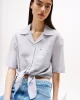 Tommy Jeans Kadın Kısa Kollu Düğüm Detaylı Crop Gömlek