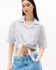 Tommy Jeans Kadın Kısa Kollu Düğüm Detaylı Crop Gömlek