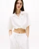 Tommy Hilfiger Kadın Beyaz Kısa Kollu Keten Kısa Gömlek