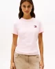 Tommy Jeans Kadın  Pembe Badge Crew Yaka Tişört