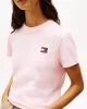 Tommy Jeans Kadın  Pembe Badge Crew Yaka Tişört