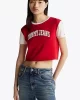 Tommy Hilfiger Kadın Kırmızı Logolu  Crop T-Shirt
