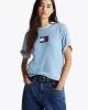 Tommy Hilfiger Kadın Mavi Logolu Rahat Kesim T-Shirt