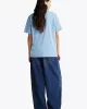 Tommy Hilfiger Kadın Mavi Logolu Rahat Kesim T-Shirt