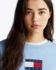Tommy Hilfiger Kadın Mavi Logolu Rahat Kesim T-Shirt