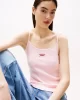 Tommy Hilfiger Kadın Askılı Logolu Pembe Crop Top