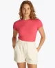 Tommy Jeans Kadın Logolu Kırmızı Slim Fit T-Shirt