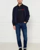 Tommy Hilfiger Erkek Lacivert Polo Yaka Şerit Logo T-Shirt
