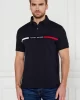 Tommy Hilfiger Erkek Lacivert Polo Yaka Şerit Logo T-Shirt