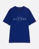 Tommy Hilfiger Erkek Mavi Logo Yuvarlak Yaka T-Shirt