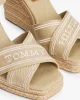 Tommy Hilfiger Kadın Hasır Topuklu Bej Espadril Sandalet