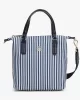 Tommy Hilfiger Kadın Kanvas Tote Mavi Çizgili Çanta