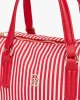 Tommy Hilfiger Kadın Kanvas Tote Kırmızı Çizgili Çanta