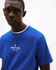 Tommy Hilfiger Erkek   Bisiklet  Yaka Logolu  Mavi Tişört
