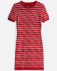 Tommy Hilfiger Kadın Kırmızı Baskılı Mini Kazak Elbise