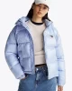Tommy Hilfiger Kadın Mavi Parlak Kapşonlu Şişme Mont