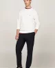 Tommy Hilfiger Erkek Logolu Bisiklet Yaka Beyaz Kazak