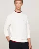 Tommy Hilfiger Erkek Logolu Bisiklet Yaka Beyaz Kazak