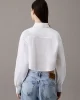 CK Jeans Kadın Woven Label Cropped Beyaz Gömlek J20J225078-YAF
