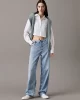 CK Jeans Kadın Woven Label Cropped Beyaz Gömlek J20J225078-YAF