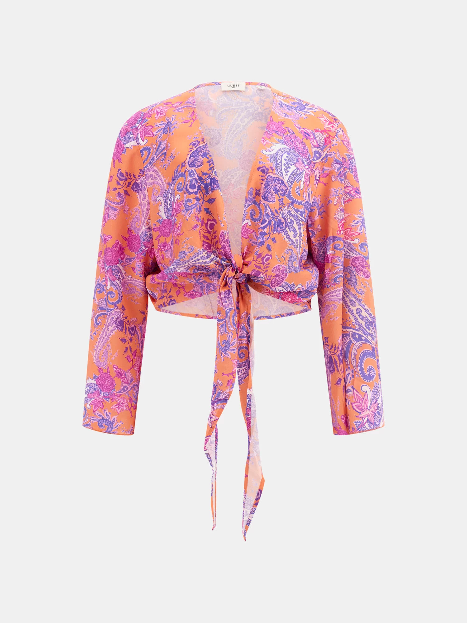 Guess Kadın Çok Renkli Bağlamalı Kısa Kimono Üst