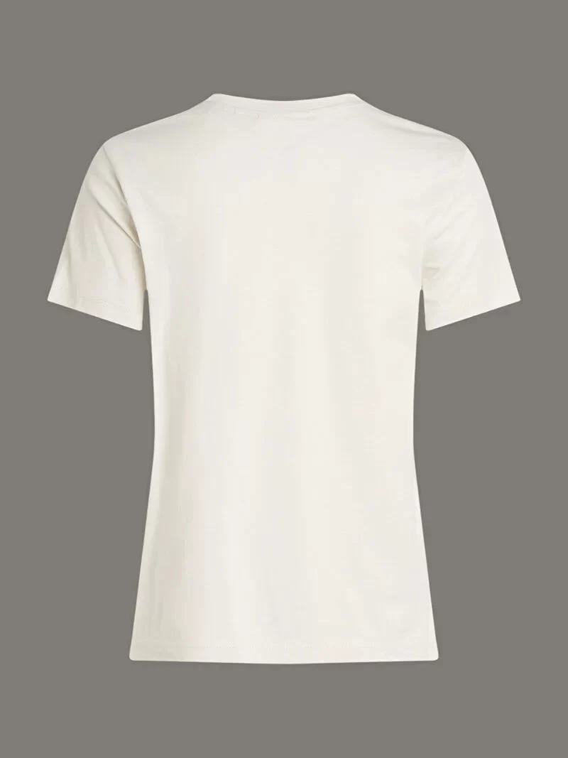 CK Jeans Kadın Woven Label Regular Beyaz T-shirt J20J225243-ADA