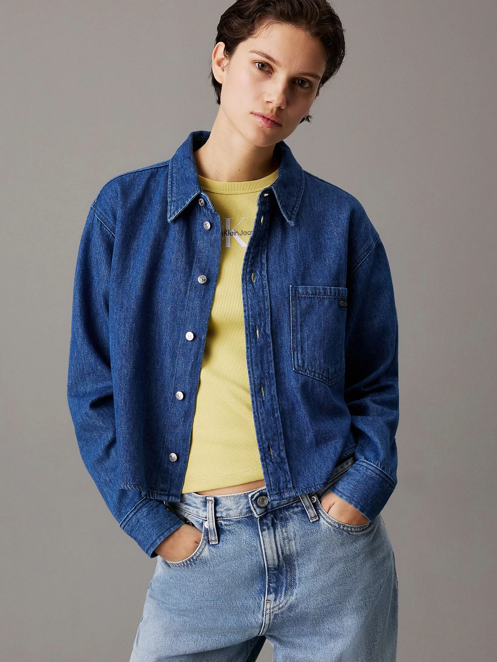 CK Jeans Erkek Cropped Denim Gömlek J20J225518-1A4