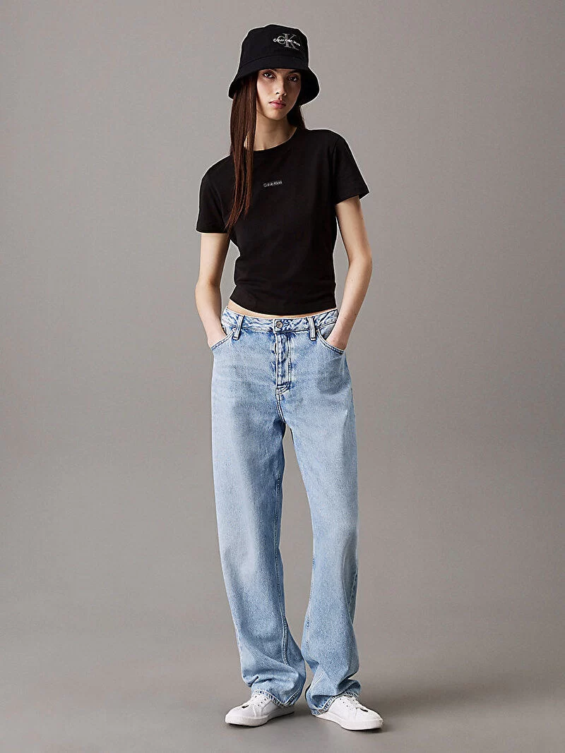 CK Jeans Kadın Placed Institutional Siyah T-shirt J20J225524-BEH