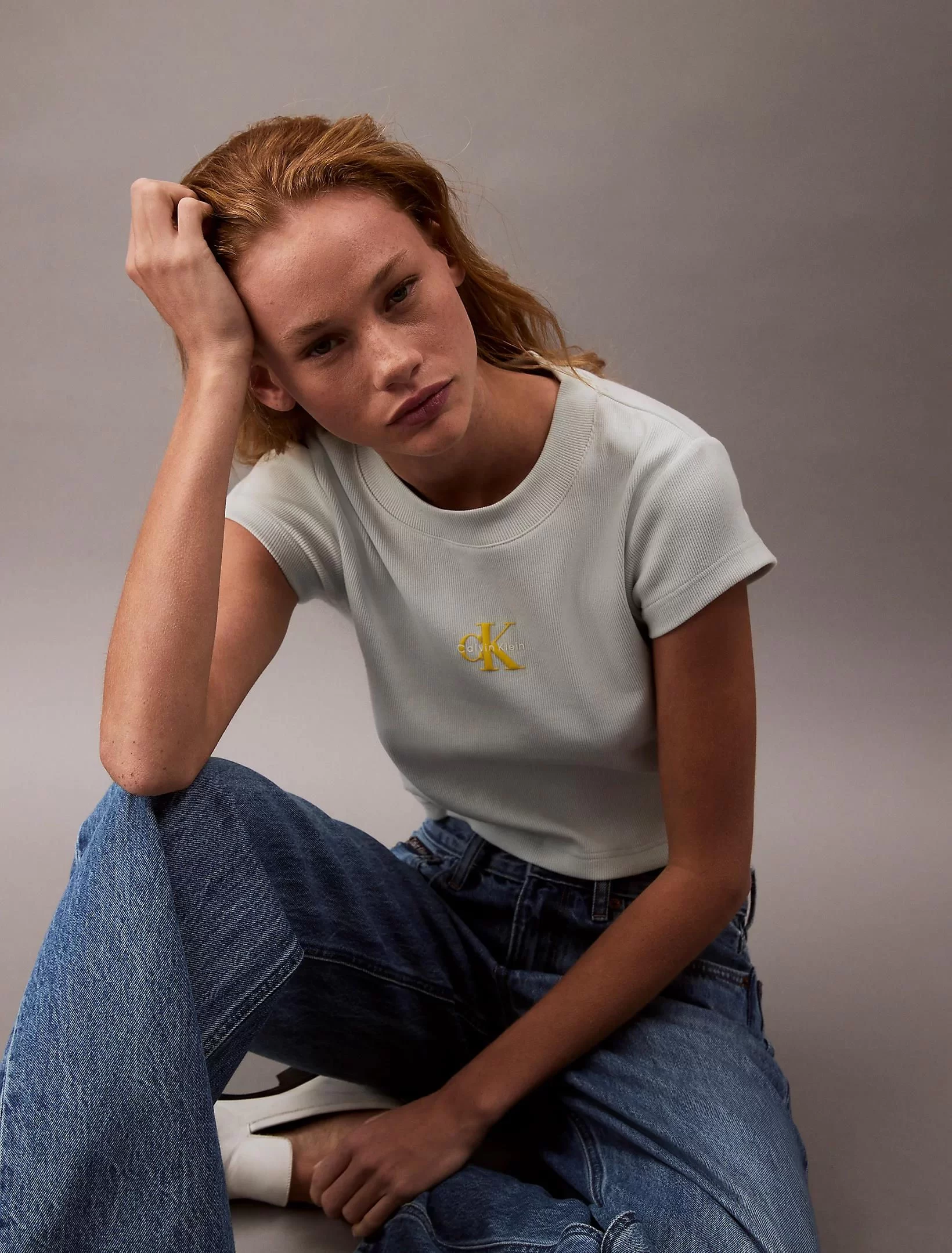CK Jeans Kadın Monogram Baby Yeşil T-shirt LV047AB802-D1T