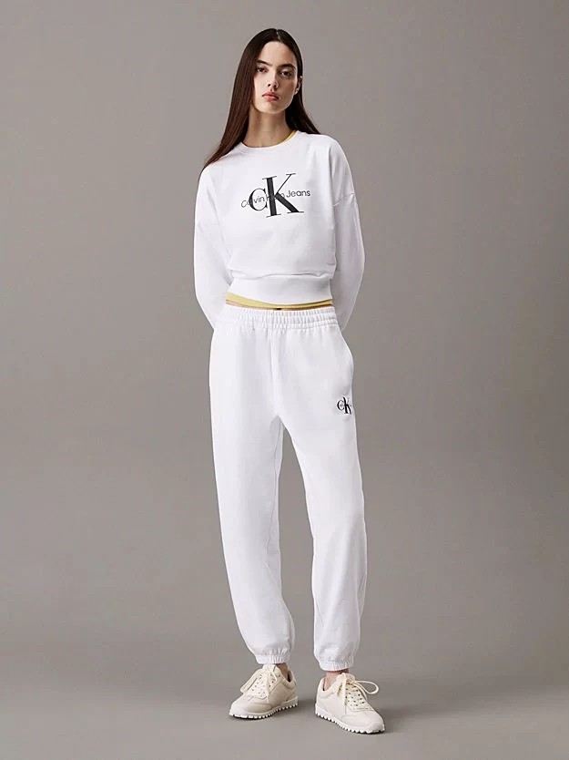 CK Jeans Monogram Logolu Jogger Kadın  Beyaz Eşofman Altı LV047B235G-YAA