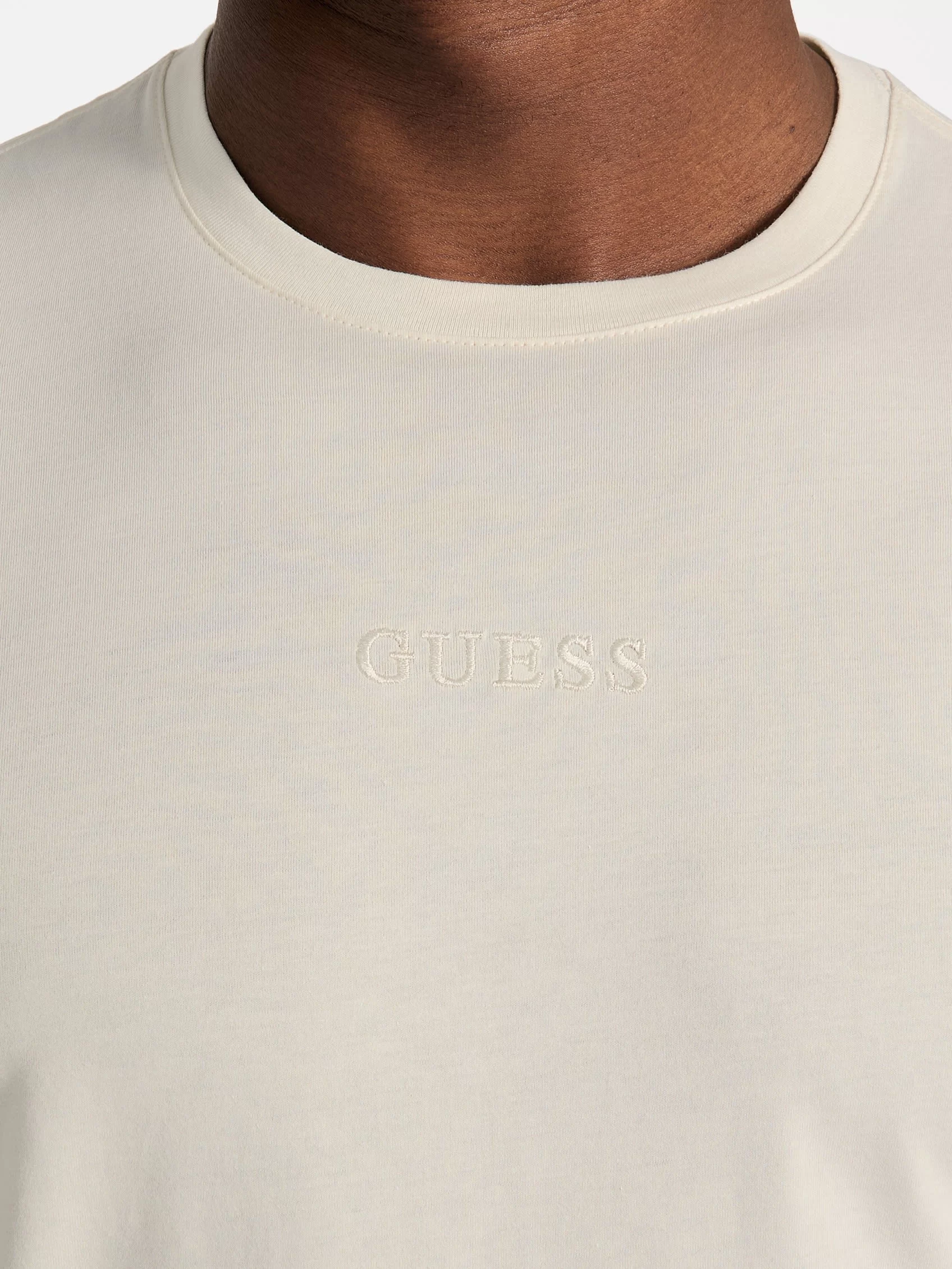 Guess Erkek Bej Guess Nakışlı Pima Tişört