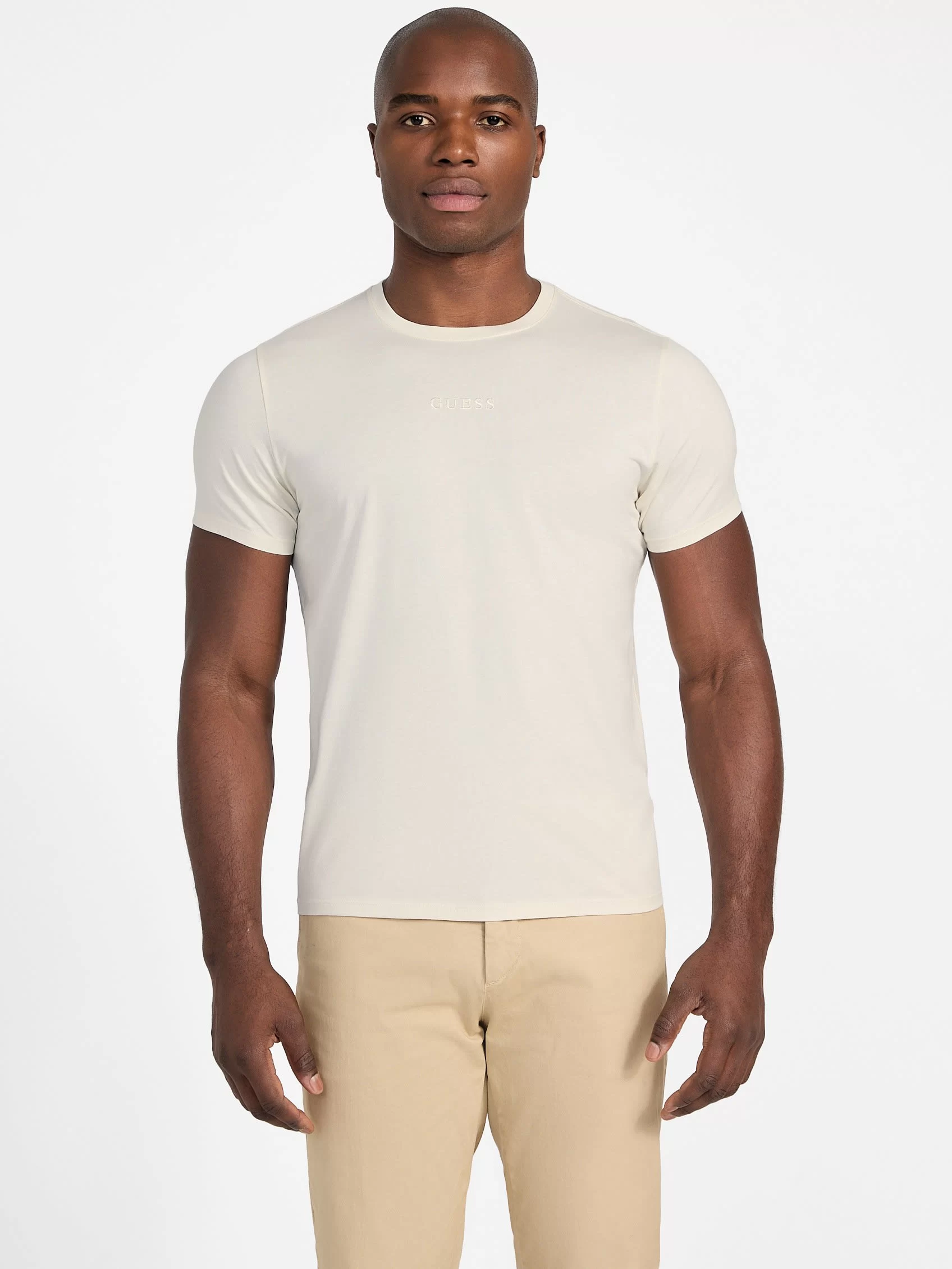 Guess Erkek Bej Guess Nakışlı Pima Tişört