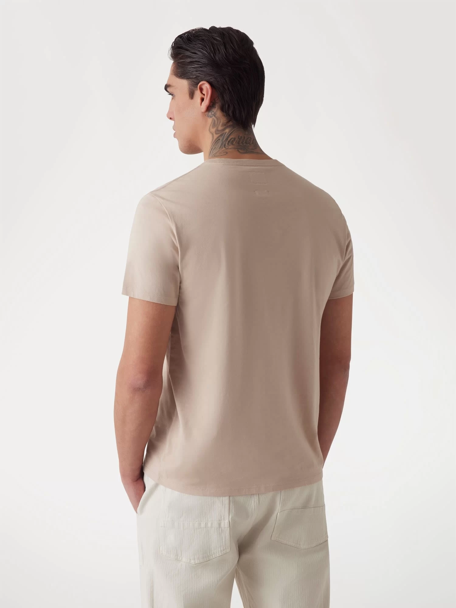 Guess Erkek Bej Guess Nakışlı Pima Tişört
