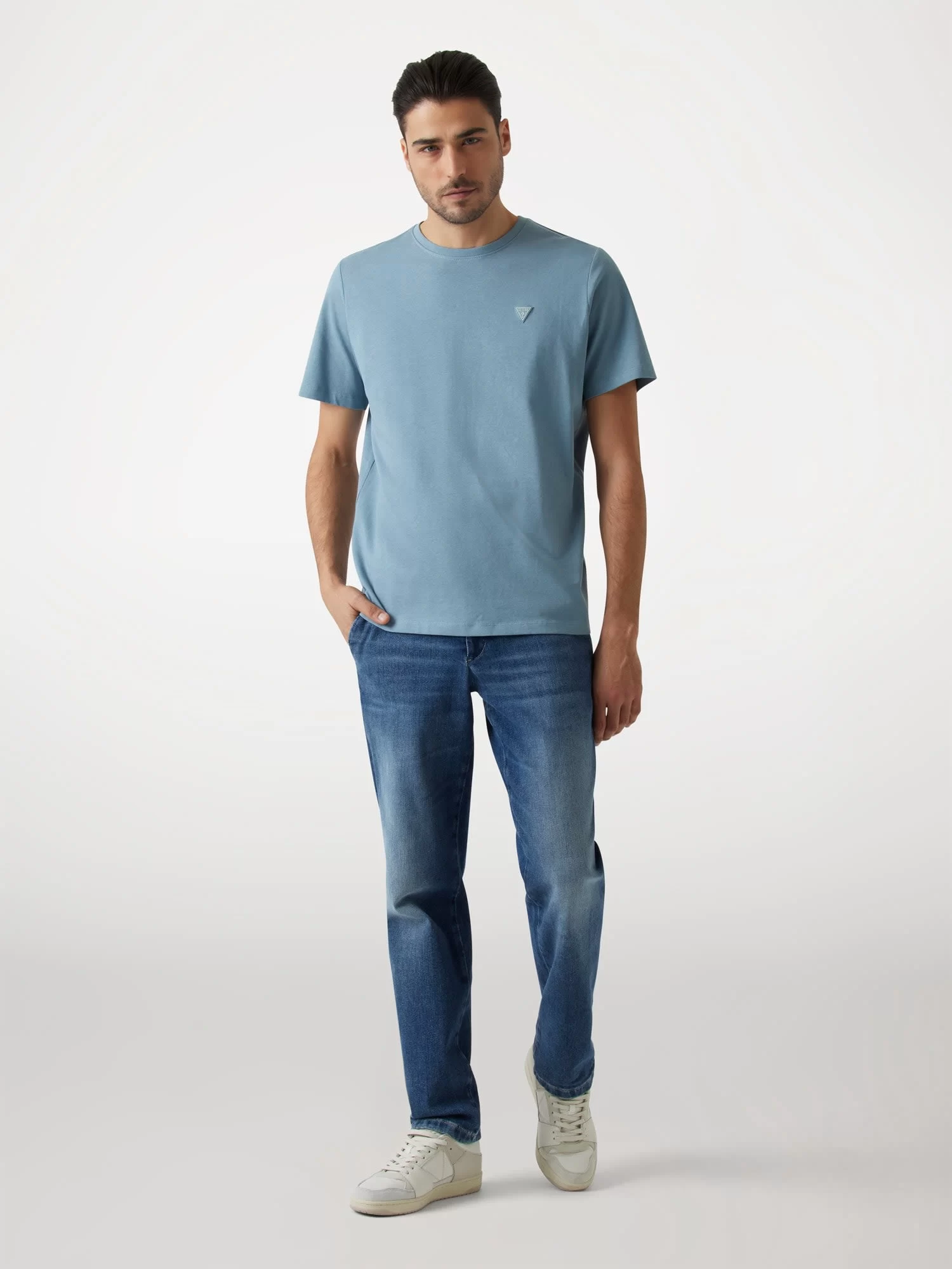 Guess Erkek Mavi Patch Detaylı Tişört