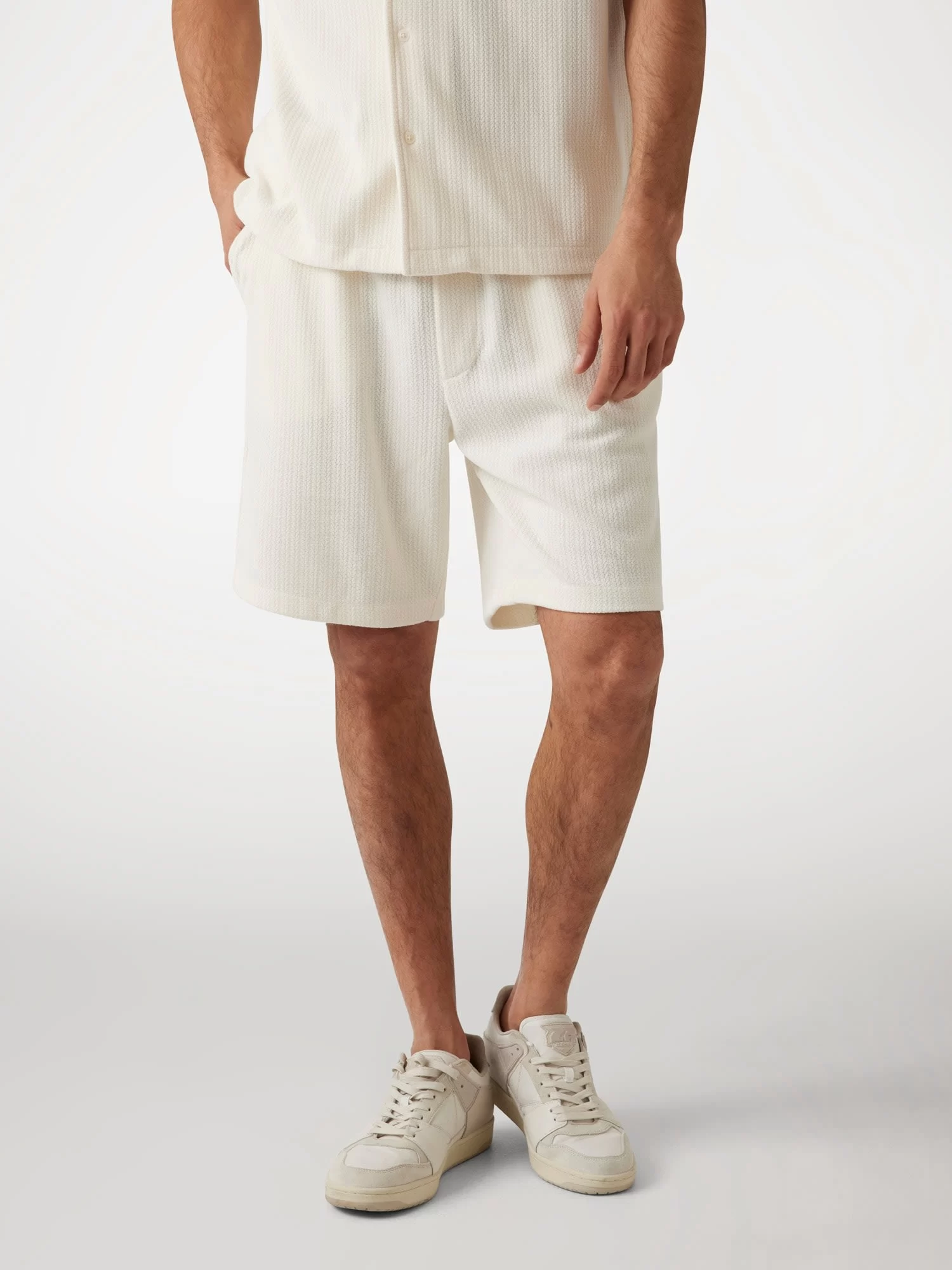 Guess Baron Textured Knıt Shorts Erkek Beyaz Şort M5GD41KCRY0-G047