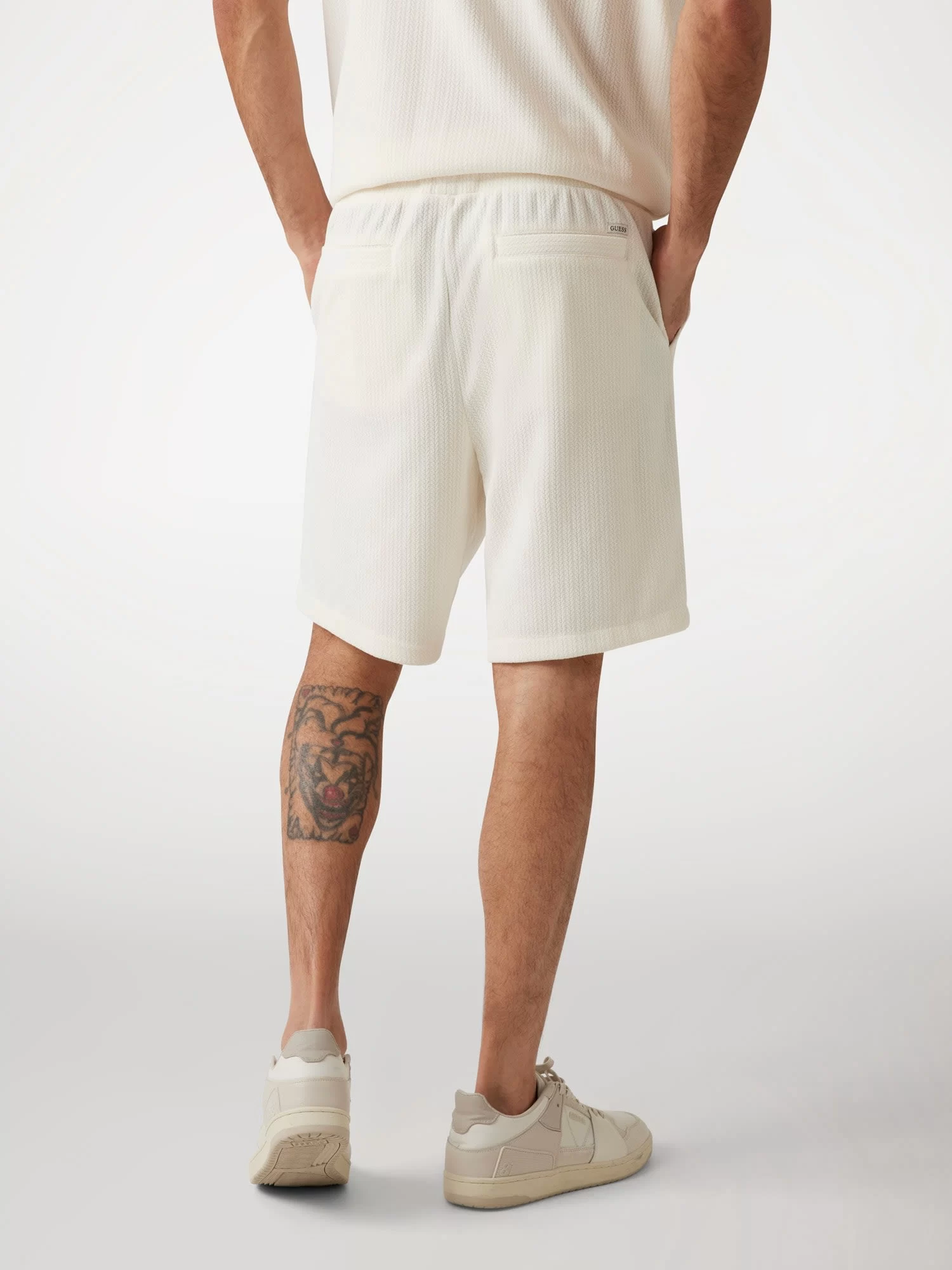 Guess Baron Textured Knıt Shorts Erkek Beyaz Şort M5GD41KCRY0-G047