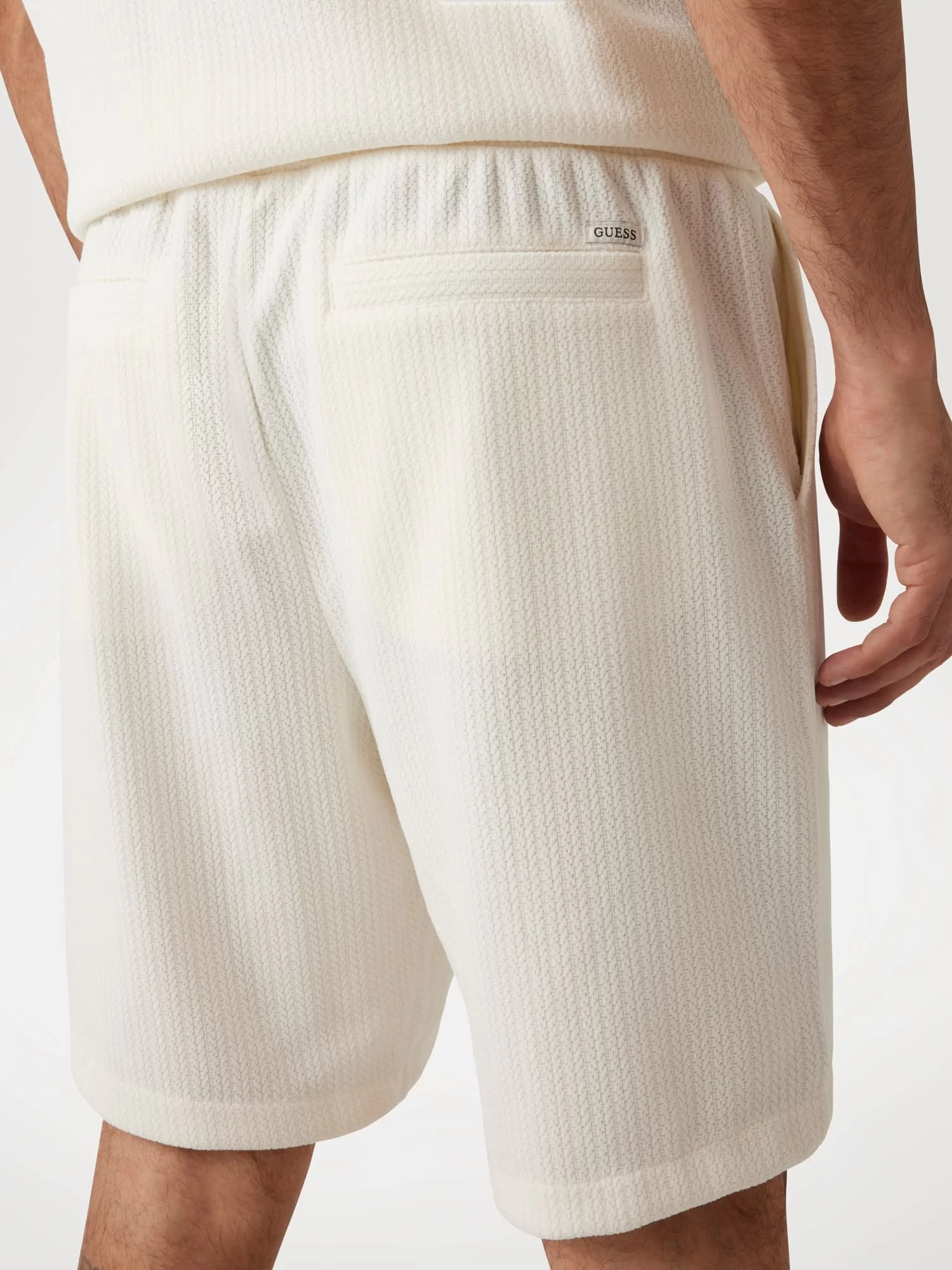Guess Baron Textured Knıt Shorts Erkek Beyaz Şort M5GD41KCRY0-G047