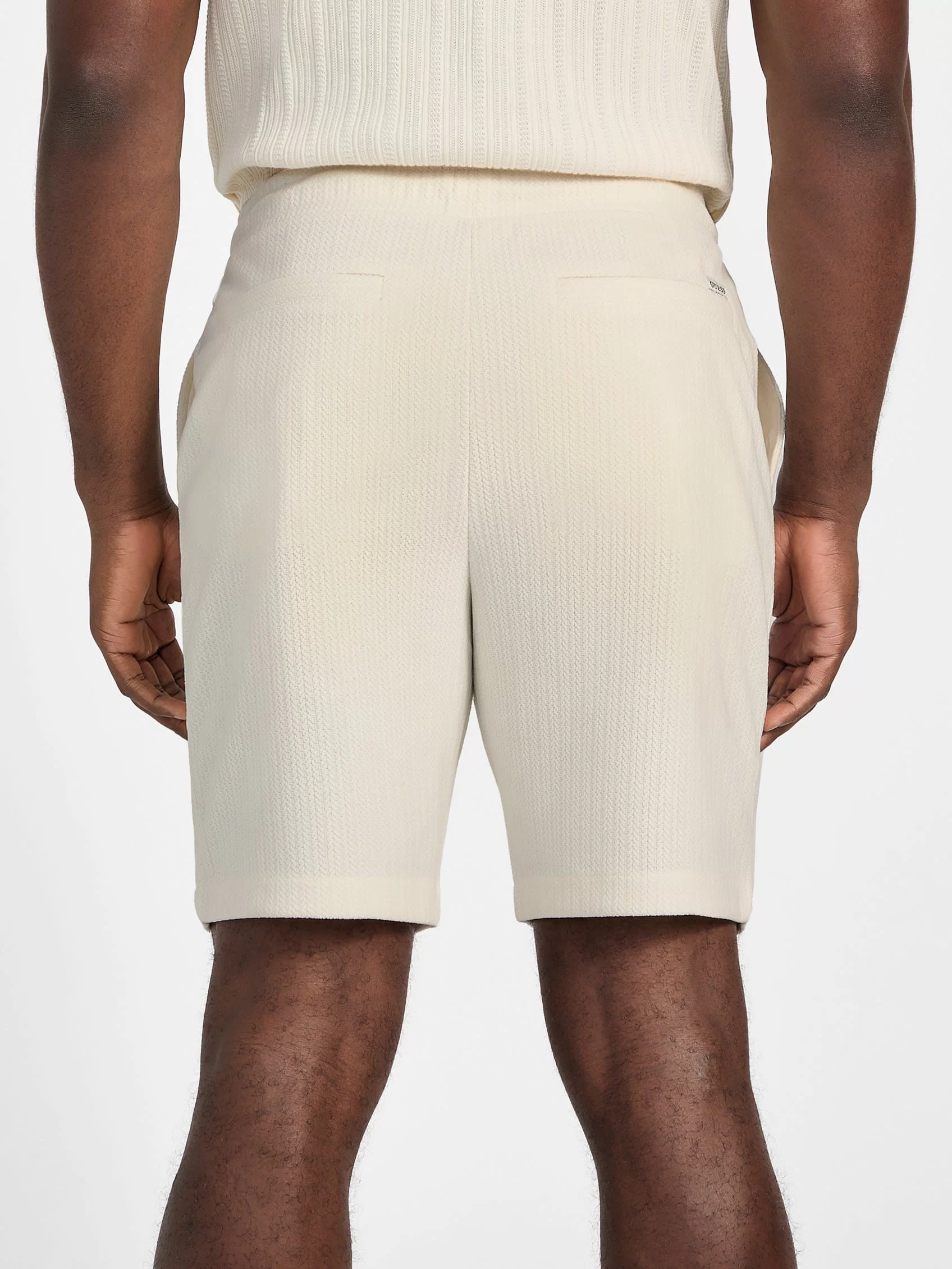 Guess Baron Textured Knıt Shorts Erkek Beyaz Şort M5GD41KCRY0-G047