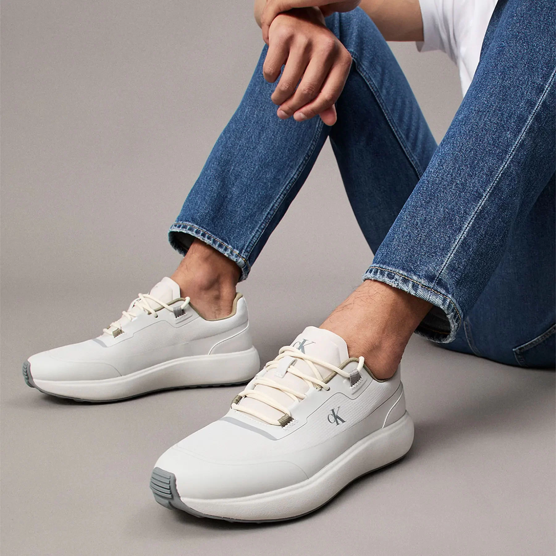 Calvin Klein  Erkek  Beyaz   Logolu Sneaker